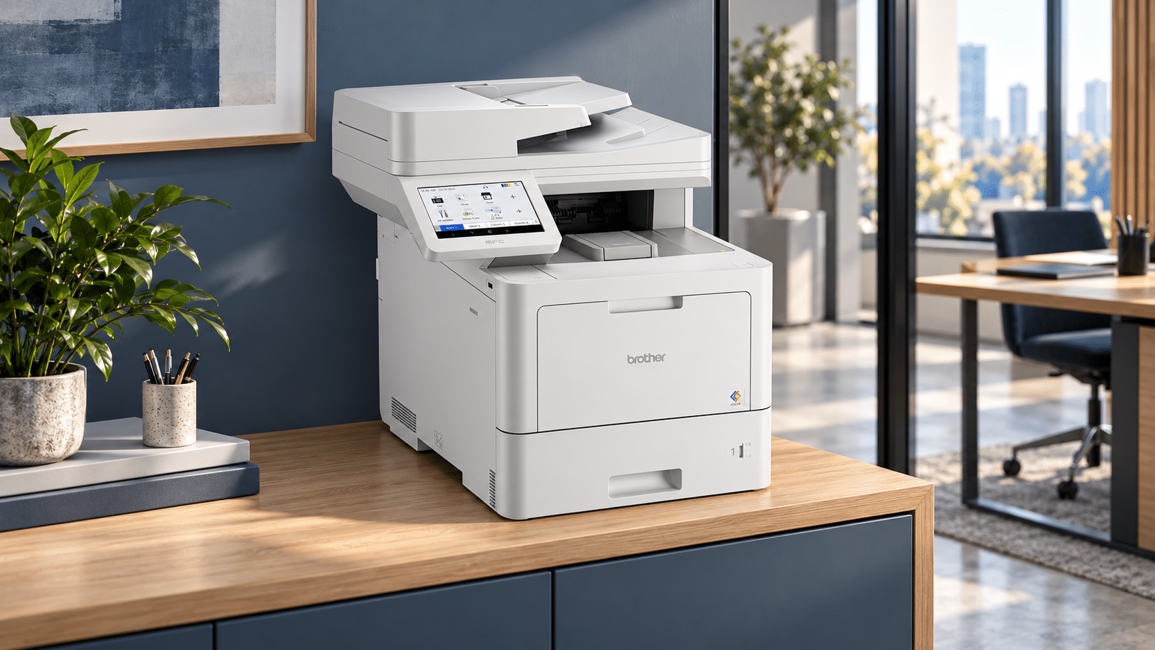 Multifonction Brother sur un meuble de bureau